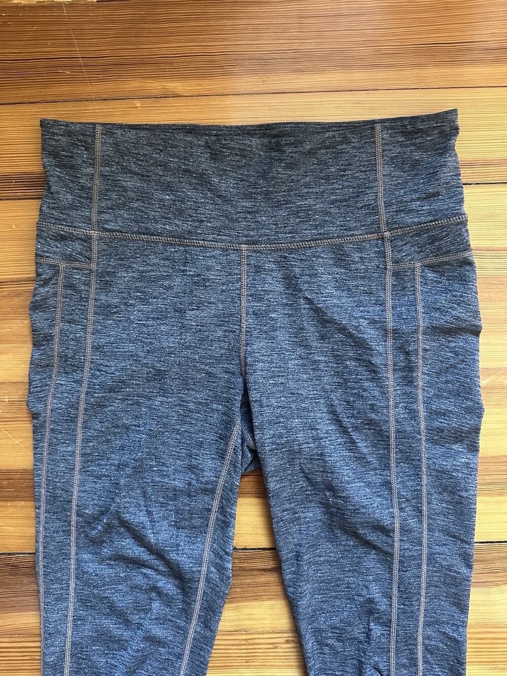 Athleta Contrast Stitch Gray Leggings Tight With Pockets XS
